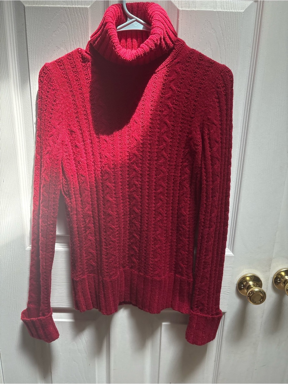 Express Red Cable-Knit Turtleneck Sweater